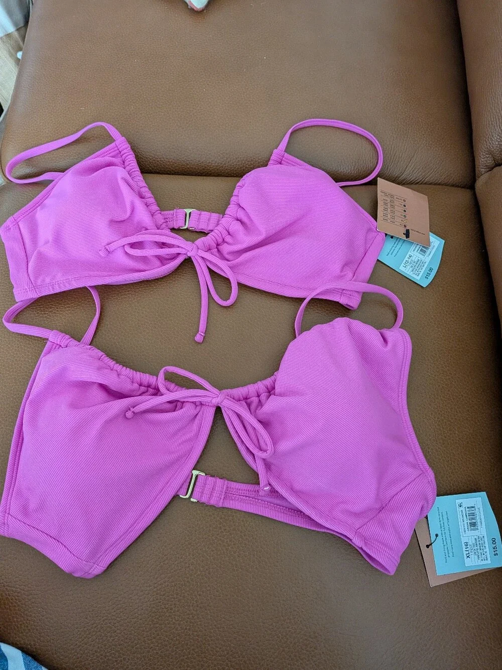 NWT Shade & shore Women's Ribbed Tie-Front Bralette Bikini Set + 2 Tops